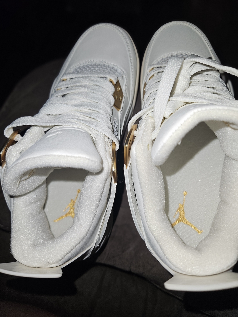 Jordan Women's White and Gold Sneakers - Picture 5 of 12
